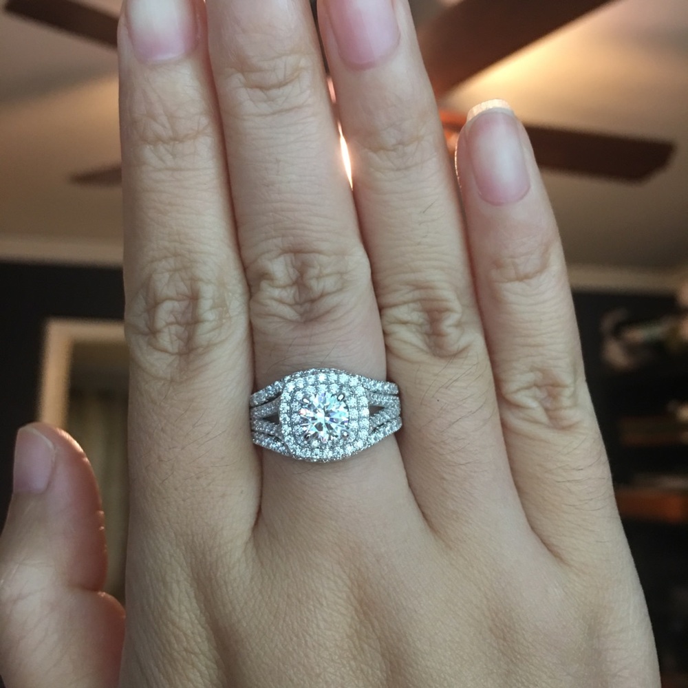 3pcs Solid 925 Silver Engagement Ring Wedding Band - Picture 5 of 6